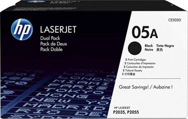 HP 05A Dual Pack Laser Jet Black Family Print Cartridges for the P2035 and P2055 Printer Series - Black | CE505D